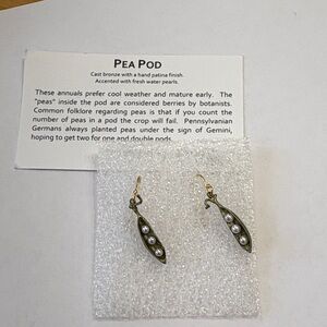 Pea Pod Bronze Earrings with Freshwater Pearls by Michael Michaud